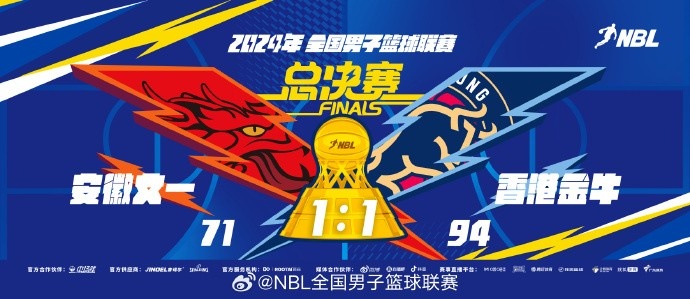 NBL总决赛G2：安徽文一71-94不敌香港金牛 大比分1-1战平